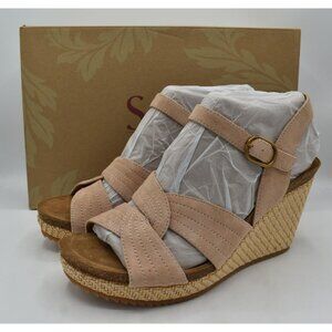 Sofft Womens Size 11‎ Clarissa Camellia Blush Leather Wedge Sandals Shoes